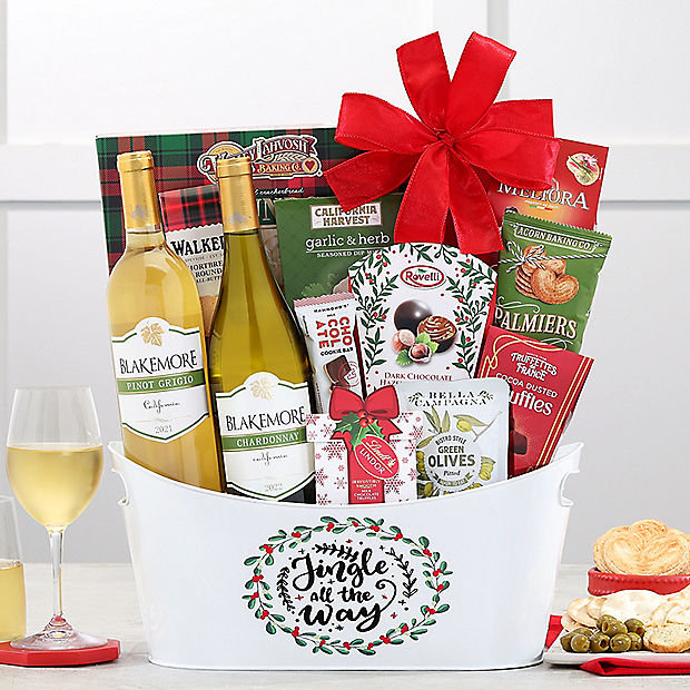 Holiday White Duet: Wine Gift Basket
