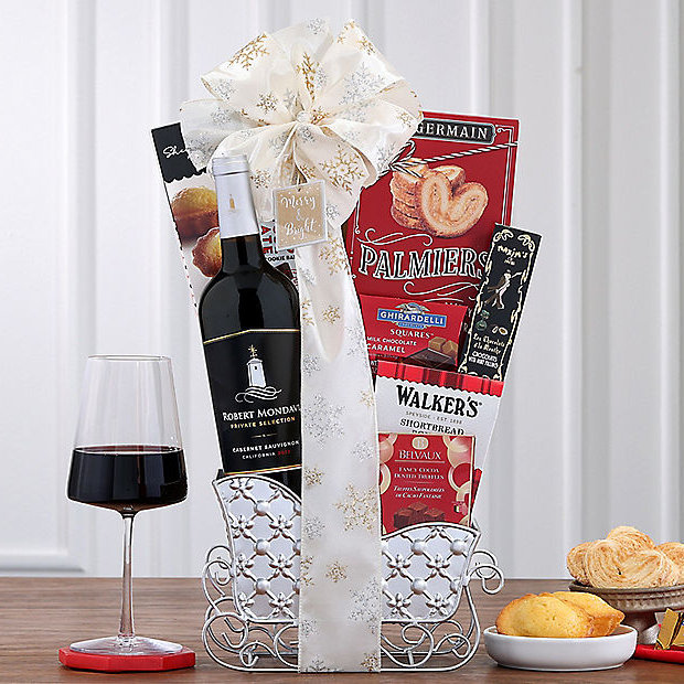 Mondavi Cabernet: Holiday Wine Sleigh Basket