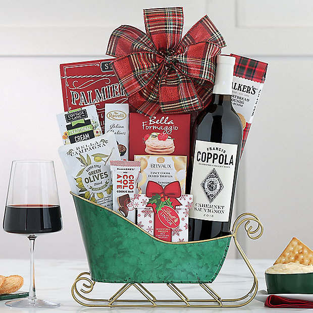 Francis Ford Coppola Cabernet: Holiday Wine Sleigh Basket