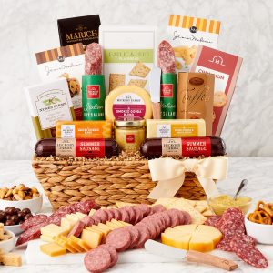 Deluxe Charcuterie: Meat & Cheese Snack Gift Basket