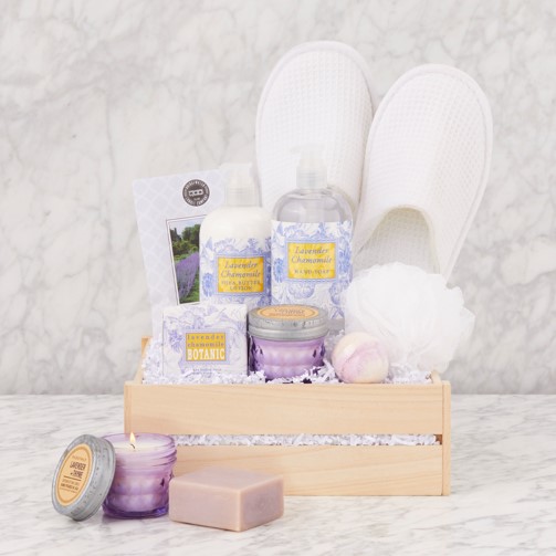 Spa Getaway: Lavender Chamomile Spa Gift Basket