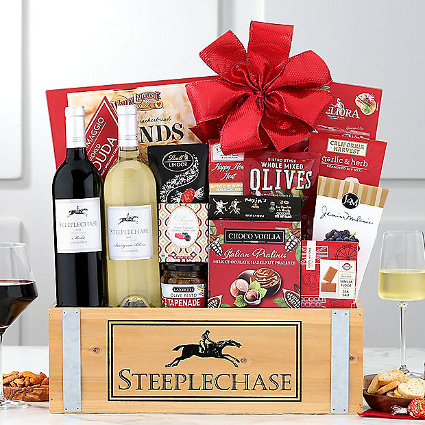 Steeplechase Merlot & Sauvignon Blanc Duet: Wine Gift Basket