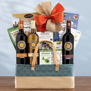 Italian Wine Trio: Gourmet Wine Gift Basket