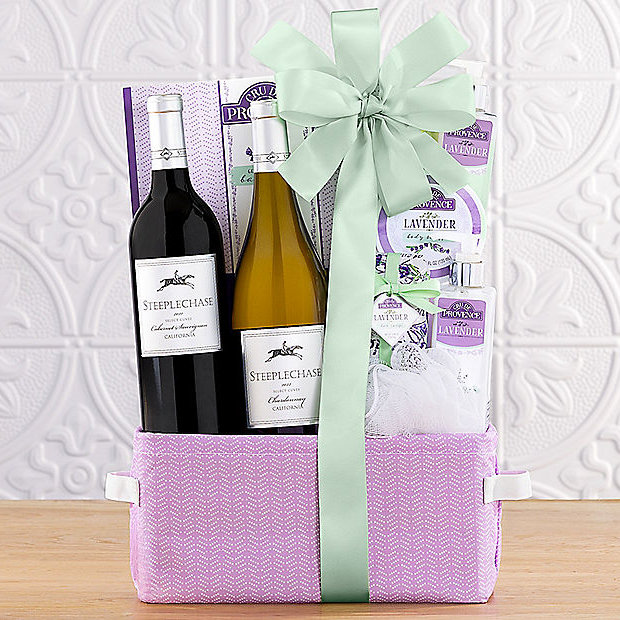 Steeplechase Vineyards Spa Duet: Lavender Spa & Wine Gift Basket