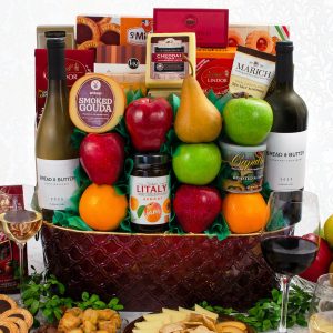 Gourmet Specialty: Wine & Fruit Gift Basket