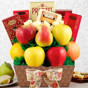 Bountiful Treats: Fruit & Snacks Gift Basket